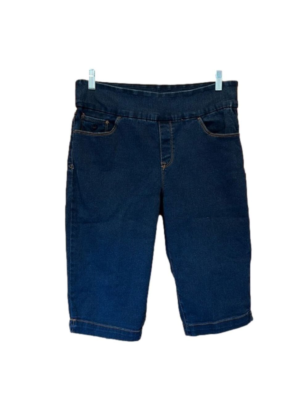 Gloria Vanderbilt Dark Wash Elastic Waist Denim Capri Jeans Size 12 Petite